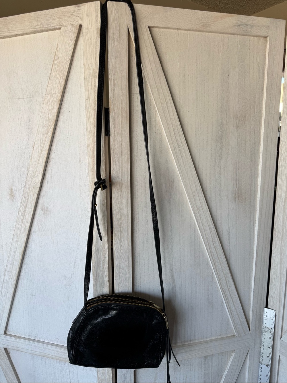 HOBO Black Leather Crossbody Bag with Adjustable Strap